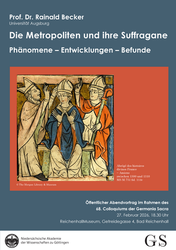 Plakat zur Ankündigung eines Vortrags von Prof. Dr. Rainald Becker auf dem 68. Colloquium der Germania Sacra