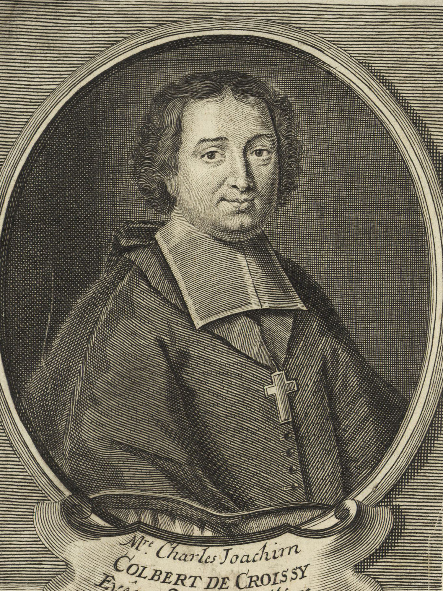 Porträt von Colbert, Charles-Joachim  (Deutsche Acta Eruditorum., 1727, 121. T., ungez. Bl. am Anf. d. Bandes. [Zuschnitt auf Schmuckrahmen])