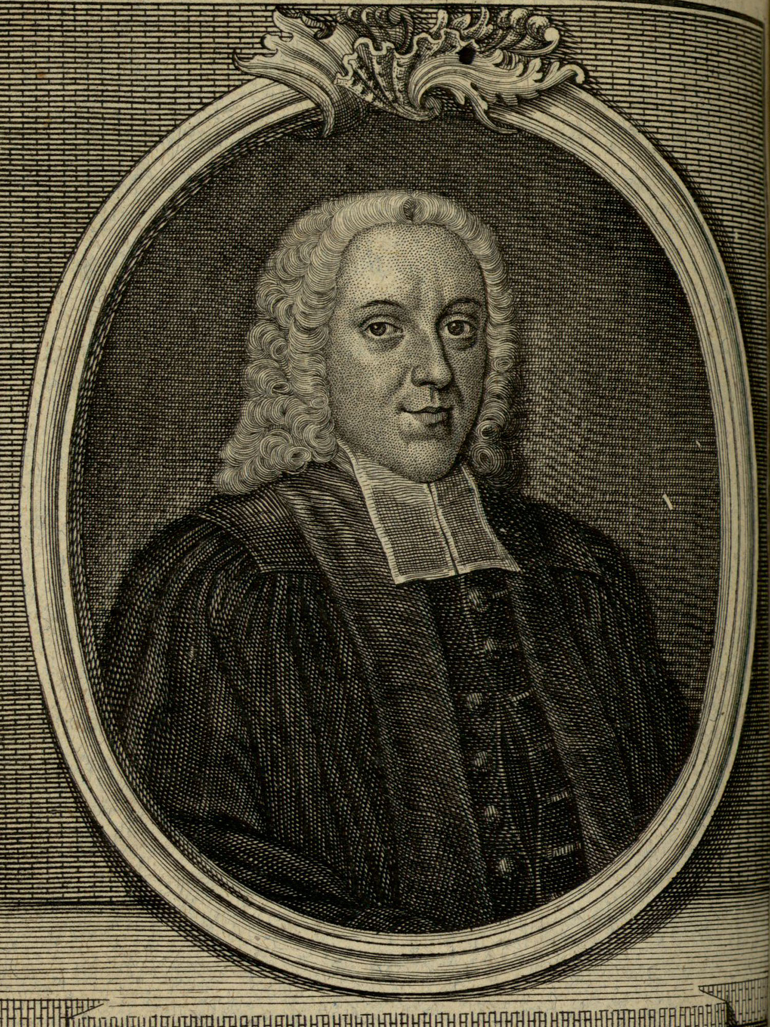 Porträt von Forstmann, Johann Gangolf Wilhelm  (Zuverläßige Nachrichten von dem gegenwärtigen Zustande der Wissenschaften., 1750, 129. T., ungez. Bl. vor S. 620. [Zuschnitt auf Schmuckrahmen])