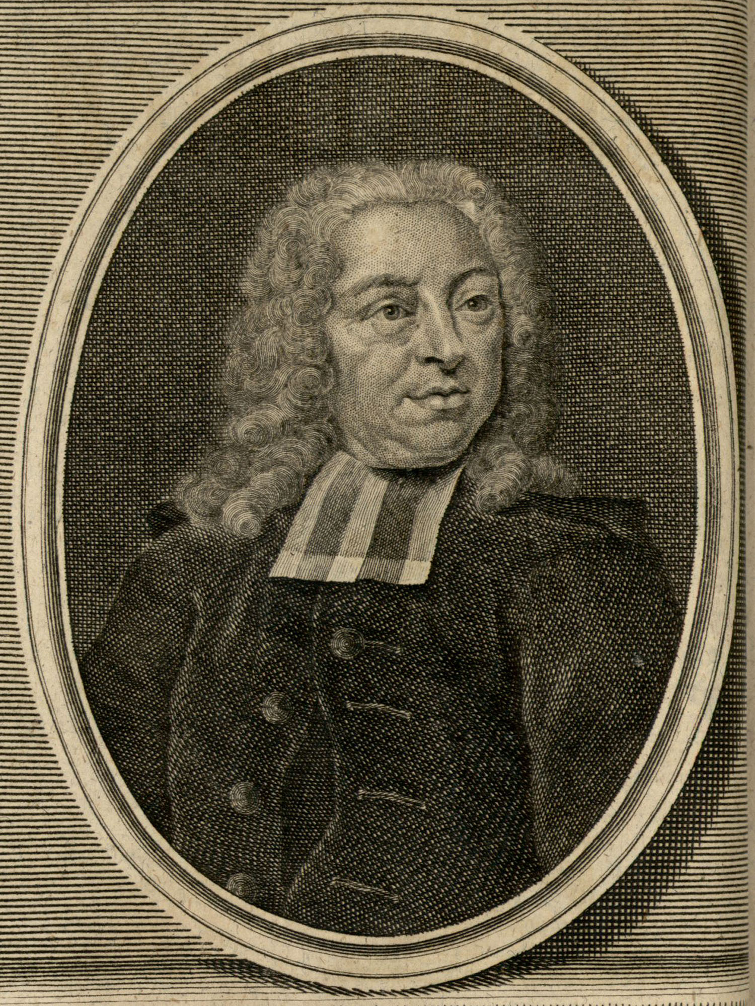 Porträt von Houthoff, Cornelius  (Zuverläßige Nachrichten von dem gegenwärtigen Zustande der Wissenschaften., 1745, 62. T., ungez. Bl. vor S. 77. [Zuschnitt auf Schmuckrahmen])