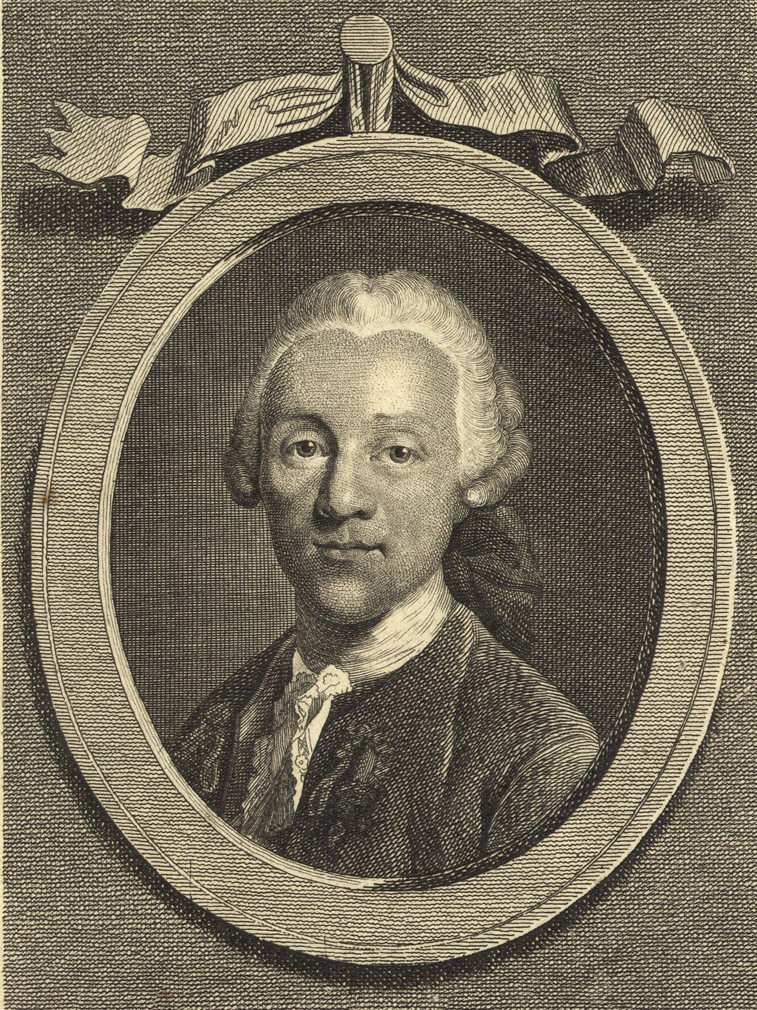 Porträt von Morus, Samuel Friedrich Nathanael  (Neue Bibliothek der schönen Wissenschaften., 1778, 22. Bd., 1. St., ungez. Bl. am Anf. d. Bandes. [Zuschnitt auf Schmuckrahmen])