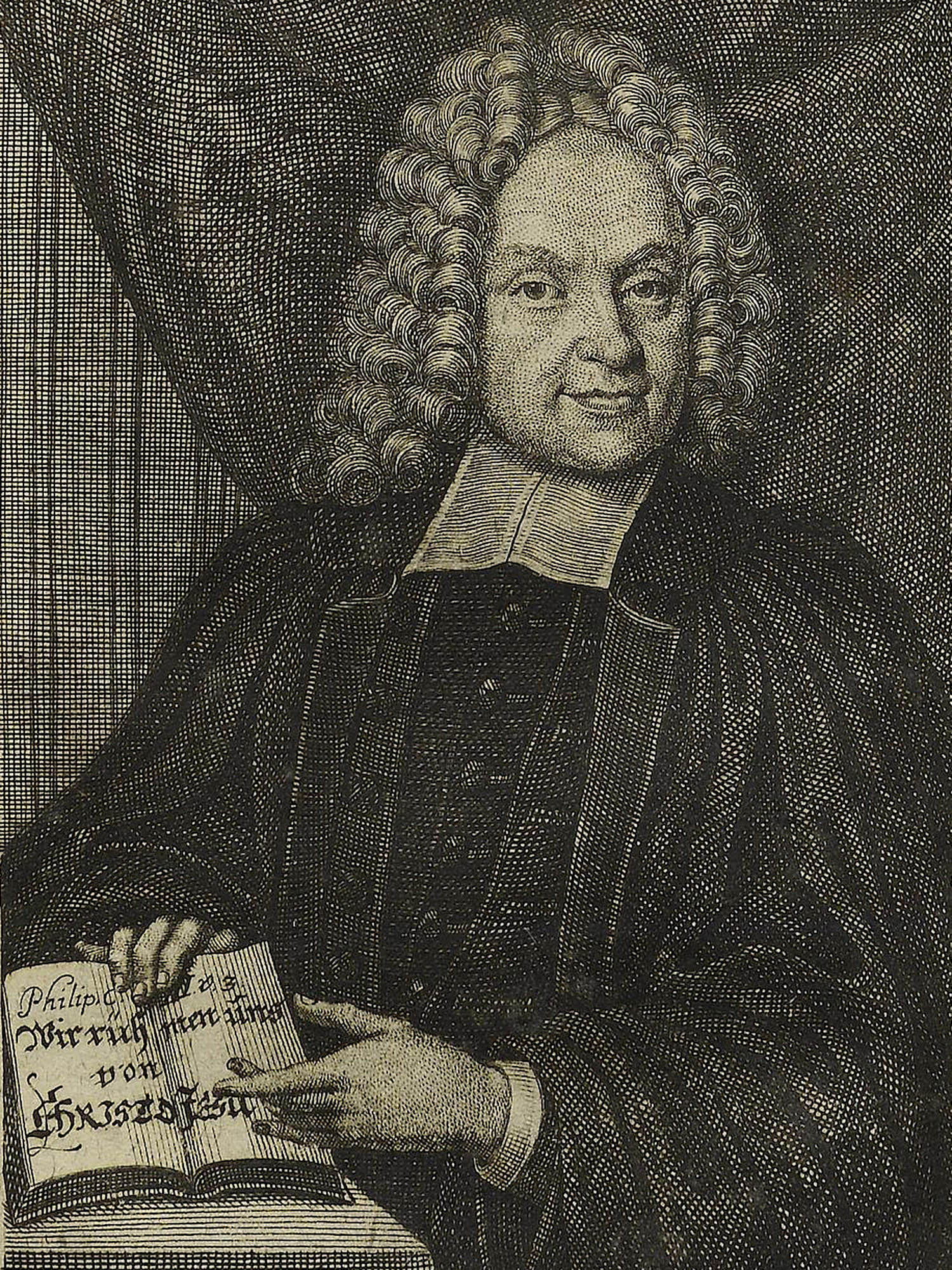 Porträt von Werthern, Johann Friedrich von  (Die Gelehrte Fama, welche den gegenwärtigen Zustand der gelehrten Welt und sonderlich derer deutschen Universitäten entdecket., 1717, 60. T., ungez. Bl. am Anf. d. Stückes. [Zuschnitt auf Schmuckrahmen])