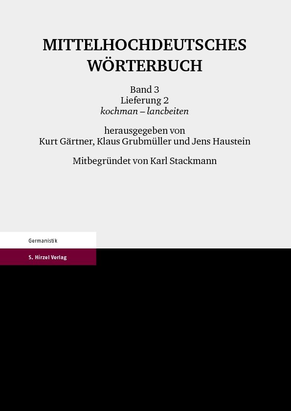 Buchcover des Mittelhochdeutschen Wörterbuchs, Band 3, Lieferung 2 "kochman - lancbeiten"