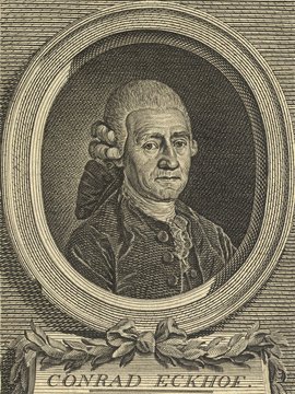 Porträt von Ekhof, Conrad  (Allgemeine deutsche Bibliothek., 1774, 22. Bd., 1. St., ungez. Bl. am Anf. d. Bandes. [Zuschnitt auf Schmuckrahmen])