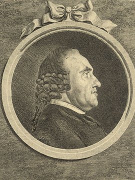 Porträt von Basedow, Johann Bernhard  (Allgemeine deutsche Bibliothek., 1774, 21. Bd., 1. St., ungez. Bl. am Anf. d. Bandes. [Zuschnitt auf Schmuckrahmen])