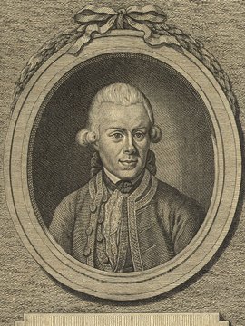 Porträt von Richter, August Gottlieb  (Allgemeine deutsche Bibliothek., 1782, 52. Bd., 1. St., ungez. Bl. am Anf. d. Bandes. [Zuschnitt auf Schmuckrahmen])