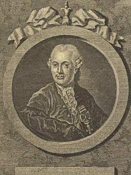 Porträt von Martini, Carl Anton von  (Allgemeine deutsche Bibliothek., 1779, 38. Bd., 1. St., ungez. Bl. am Anf. d. Bandes. [Zuschnitt auf Schmuckrahmen])