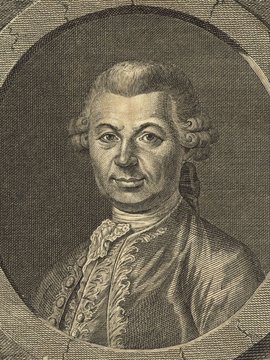 Porträt von Gozzi, Carlo  (Neue Bibliothek der schönen Wissenschaften., 1783, 28. Bd., 1. St., ungez. Bl. am Anf. d. Bandes. [Zuschnitt auf Schmuckrahmen])