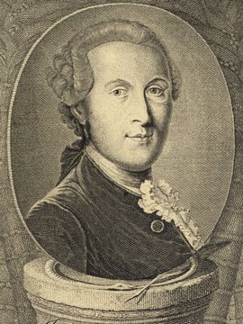 Porträt von Zimmermann, Johann Georg  (Allgemeine deutsche Bibliothek., 1769, 9. Bd., 1. St., ungez. Bl. am Anf. d. Bandes. [Zuschnitt auf Schmuckrahmen])