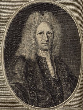 Porträt von Burgermeister, Johann Stephan  (Deutsche Acta Eruditorum., 1722, 77. T., ungez. Bl. vor S. 303. [Zuschnitt auf Schmuckrahmen])
