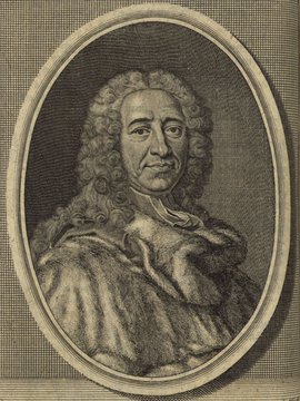 Porträt von Silva, Jean Baptiste  (Zuverläßige Nachrichten von dem gegenwärtigen Zustande der Wissenschaften., 1744, 51. T., S. 153. [Zuschnitt auf Schmuckrahmen])