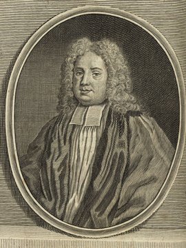 Porträt von Hoadly, Benjamin  (Deutsche Acta Eruditorum., 1735, 192. T., ungez. Bl. vor S. 837. [Zuschnitt auf Schmuckrahmen])