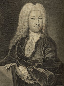 Porträt von Jöcher, Christian Gottlieb  (Deutsche Acta Eruditorum., 1733, 177. T., ungez. Bl. vor S. 609. [Zuschnitt auf Schmuckrahmen])
