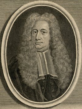 Porträt von Bijnkershoek, Cornelis van  (Zuverläßige Nachrichten von dem gegenwärtigen Zustande der Wissenschaften., 1745, 61. T., ungez. Bl. am Anf. d. Bandes. [Zuschnitt auf Schmuckrahmen])