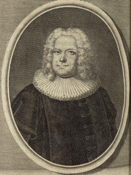 Porträt von Hansen, Peter  (Deutsche Acta Eruditorum., 1739, 240. T., ungez. Bl. vor S. 841. [Zuschnitt auf Schmuckrahmen])