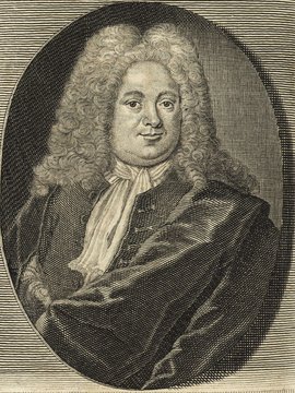 Porträt von Curas, Hilmar  (Deutsche Acta Eruditorum., 1730, 156. T., ungez. Bl. vor S. 837. [Zuschnitt auf Schmuckrahmen])