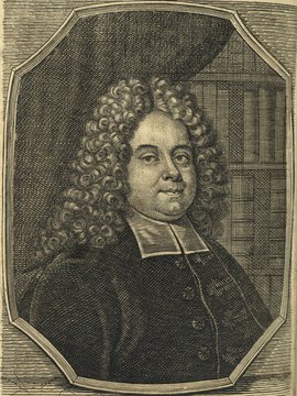 Porträt von Olearius, Gottfried  (Neuer Bücher-Saal der gelehrten Welt., 1711, 11. Oeffn., ungez. Bl. vor S. 805. [Zuschnitt auf Schmuckrahmen])