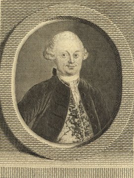 Porträt von Lessing, Gotthold Ephraim  (Allgemeine deutsche Bibliothek., 1770, 12. Bd., 1. St., ungez. Bl. am Anf. d. Bandes. [Zuschnitt auf Schmuckrahmen])