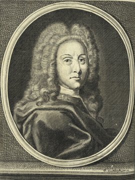 Porträt von Stedler, Johann Sebastian  (Fränckische Acta Erudita et Curiosa., 1727, 8. Slg., ungez. Bl. vor S. 519. [Zuschnitt auf Schmuckrahmen])