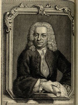 Porträt von Struyck, Nicolaas  (Zuverläßige Nachrichten von dem gegenwärtigen Zustande der Wissenschaften., 1750, 128. T., ungez. Bl. vor S. 544. [Zuschnitt auf Schmuckrahmen])