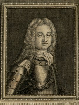 Porträt von Braschi, Pietro A.  (Zuverläßige Nachrichten von dem gegenwärtigen Zustande der Wissenschaften., 1741, 17 T., ungez. Bl. vor S. 307. [Zuschnitt auf Schmuckrahmen])