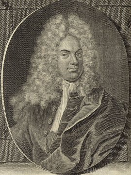 Porträt von Brockes, Barthold Heinrich  (Deutsche Acta Eruditorum., 1716, 43. T., ungez. Bl. vor S. 457. [Zuschnitt auf Schmuckrahmen])