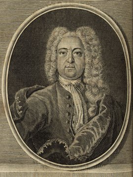 Porträt von Glafey, Adam Friedrich  (Deutsche Acta Eruditorum., 1733, 179. T., ungez. Bl. vor S. 761. [Zuschnitt auf Schmuckrahmen])