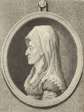 Porträt von Wäser, Maria Barbara  (Litteratur- u. Theater-Zeitung., 1783, 4. T., ungez. Bl. am Anf. d. 4. Teils. [Zuschnitt auf Schmuckrahmen])