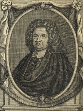 Porträt von Calvör, Caspar  (Neuer Bücher-Saal der gelehrten Welt., 1714, 42. Oeffn., ungez. Bl. vor S. 385. [Zuschnitt auf Schmuckrahmen])