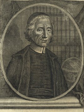 Porträt von Malebranche, Nicolas  (Neuer Bücher-Saal der gelehrten Welt., 1715, 45. Oeffn., ungez. Bl. vor S. 613. [Zuschnitt auf Schmuckrahmen])