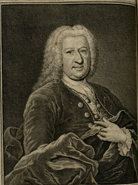 Porträt von Born, Jakob  (Zuverläßige Nachrichten von dem gegenwärtigen Zustande der Wissenschaften., 1742, 30 T., ungez. Bl. vor S. 383. [Zuschnitt auf Schmuckrahmen])