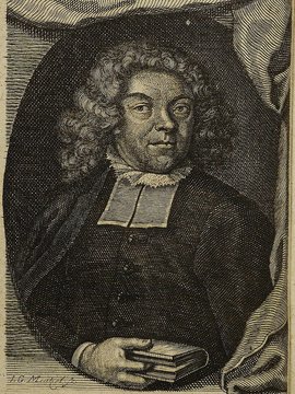 Porträt von Hiller, Matthaeus  (Die Gelehrte Fama, welche den gegenwärtigen Zustand der gelehrten Welt und sonderlich derer deutschen Universitäten entdecket., 1712, 15. T., ungez. Bl. am Anf. d. Stückes. [Zuschnitt auf Schmuckrahmen])