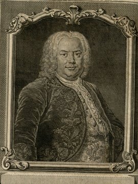Porträt von Gaertner, Carl Wilhelm  (Zuverläßige Nachrichten von dem gegenwärtigen Zustande der Wissenschaften., 1745, 63. T., ungez. Bl. vor S. 153. [Zuschnitt auf Schmuckrahmen])