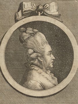 Porträt von Brückner, Katharina Magdalena  (Litteratur- u. Theater-Zeitung., 1778, 3. T., ungez. Bl. am Anf. d. 3. Teils. [Zuschnitt auf Schmuckrahmen])