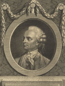 Porträt von Heyne, Christian Gottlob  (Neue Bibliothek der schönen Wissenschaften., 1773, 15. Bd., 1. St., ungez. Bl. am Anf. d. Bandes. [Zuschnitt auf Schmuckrahmen])