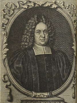 Porträt von Wernsdorf, Gottlieb  (Die Gelehrte Fama, welche den gegenwärtigen Zustand der gelehrten Welt und sonderlich derer deutschen Universitäten entdecket., 1717, 55. T., ungez. Bl. am Anf. d. Stückes. [Zuschnitt auf Schmuckrahmen])