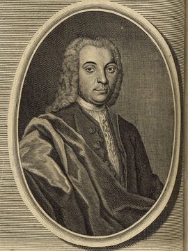 Porträt von Darjes, Joachim Georg  (Zuverläßige Nachrichten von dem gegenwärtigen Zustande der Wissenschaften., 1744, 52. T., ungez. Bl. vor S. 229. [Zuschnitt auf Schmuckrahmen])