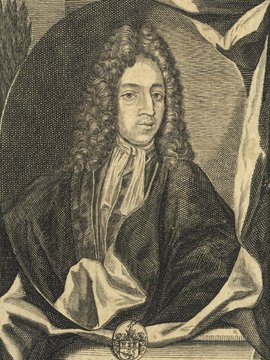 Porträt von Collas, John von  (Neuer Bücher-Saal der gelehrten Welt., 1713, 25. Oeffn., ungez. Bl. am Anf. d. Bandes. [Zuschnitt auf Schmuckrahmen])