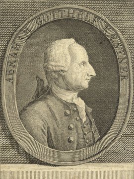 Porträt von Kästner, Abraham Gotthelf  (Allgemeine deutsche Bibliothek., 1772, 17. Bd., 1. St., ungez. Bl. am Anf. d. Bandes. [Zuschnitt auf Schmuckrahmen])