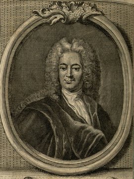 Porträt von Gherardi, Evaristo  (Zuverläßige Nachrichten von dem gegenwärtigen Zustande der Wissenschaften., 1751, 140. T., ungez. Bl. vor S. 442. [Zuschnitt auf Schmuckrahmen])