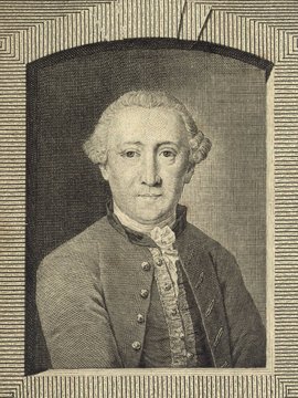 Porträt von Weiße, Christian Felix  (Allgemeine deutsche Bibliothek., 1768, 6. Bd., 1. St., ungez. Bl. am Anf. d. Bandes. [Zuschnitt auf Schmuckrahmen])