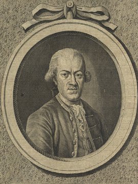 Porträt von Schlözer, August Ludwig von  (Allgemeine deutsche Bibliothek., 1780, 43. Bd., 1. St., ungez. Bl. am Anf. d. Bandes. [Zuschnitt auf Schmuckrahmen])
