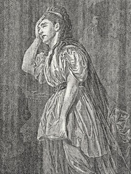 Porträt von Brandes, Charlotte Esther  (Litteratur- u. Theater-Zeitung., 1782, 1. T., ungez. Bl. am Anf. d. 1. Teils. [Zuschnitt auf Schmuckrahmen])