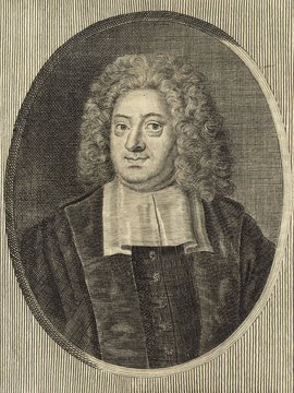 Porträt von Til, Salomon van  (Deutsche Acta Eruditorum., 1721, 71. T., ungez. Bl. vor S. 961. [Zuschnitt auf Schmuckrahmen])