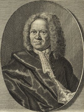 Porträt von Baier, Johann Jacob  (Deutsche Acta Eruditorum., 1727, 123. T., ungez. Bl. vor S. 153. [Zuschnitt auf Schmuckrahmen])