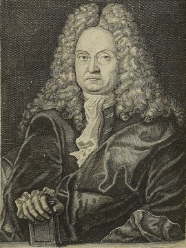 Porträt von Vater, Christian  (Die Gelehrte Fama, welche den gegenwärtigen Zustand der gelehrten Welt und sonderlich derer deutschen Universitäten entdecket., 1717, 59. T., ungez. Bl. am Anf. d. Stückes. [Zuschnitt auf Schmuckrahmen])