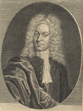 Porträt von Treuer, Gottlieb Samuel  (Deutsche Acta Eruditorum., 1725, 103. T., ungez. Bl. vor ungez. Bl. Vor S. 457. [Zuschnitt auf Schmuckrahmen])