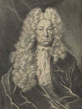 Porträt von Steger, Adrian  (Deutsche Acta Eruditorum., 1725, 107. T., ungez. Bl. vor S. 761. [Zuschnitt auf Schmuckrahmen])