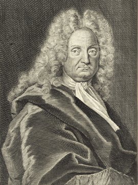 Porträt von Vater, Christian  (Deutsche Acta Eruditorum., 1725, 110. T., ungez. Bl. vor S. 77. [Zuschnitt auf Schmuckrahmen])