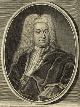 Porträt von Müller, August Friedrich  (Deutsche Acta Eruditorum., 1734, 182. T., ungez. Bl. vor S. 77. [Zuschnitt auf Schmuckrahmen])